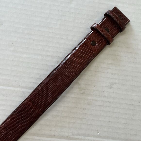 Elizabeth Rand New York Brown Genuine Lizard Belt Strap Sz M No Buckle USA Made